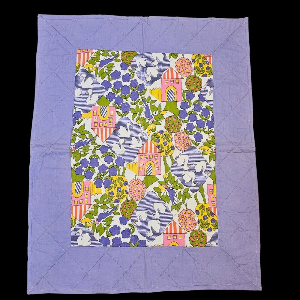 Liberty‎ Of London Heath View Quilted Wall Hanging Swans Village Whimsical 22X27